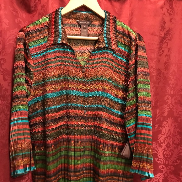 Multiples Tops - NWT Multiples XL striped polyester blouse.